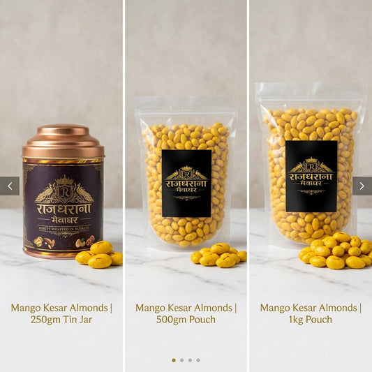 Mango Kesar Almonds - premium dry fruits by Rajgharana - The Organic Mart