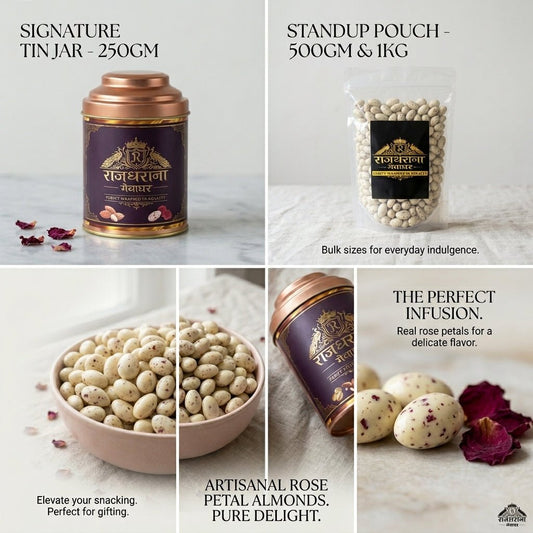 Rose Petal Almonds - premium dry fruits by Rajgharana - The Organic Mart