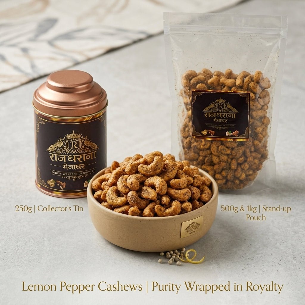 Lemon Pepper Flavoured Cashews - premium dry fruits by Rajgharana - The Organic Mart