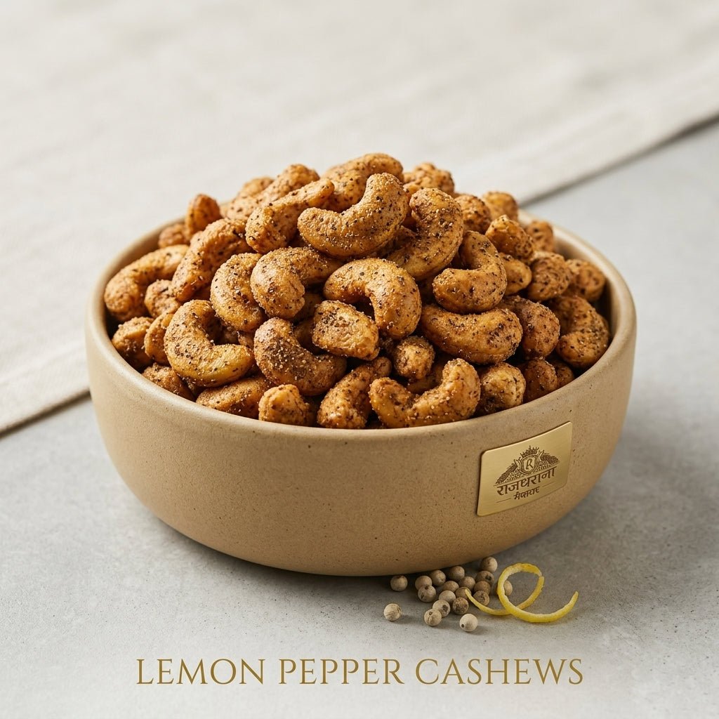 Lemon Pepper Flavoured Cashews - premium dry fruits by Rajgharana - The Organic Mart