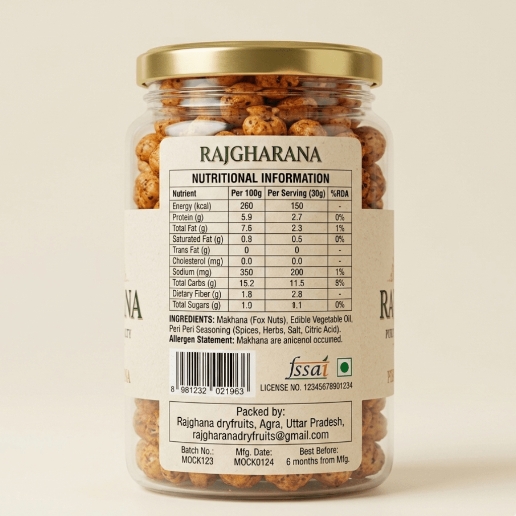 Peri Peri Makhana – Spicy Roasted Fox Nuts | Rajgharana - premium dry fruits by Rajgharana - The Organic Mart