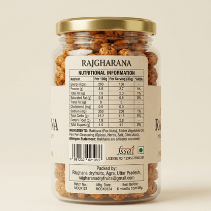 Peri Peri Makhana – Spicy Roasted Fox Nuts | Rajgharana - premium dry fruits by Rajgharana - The Organic Mart