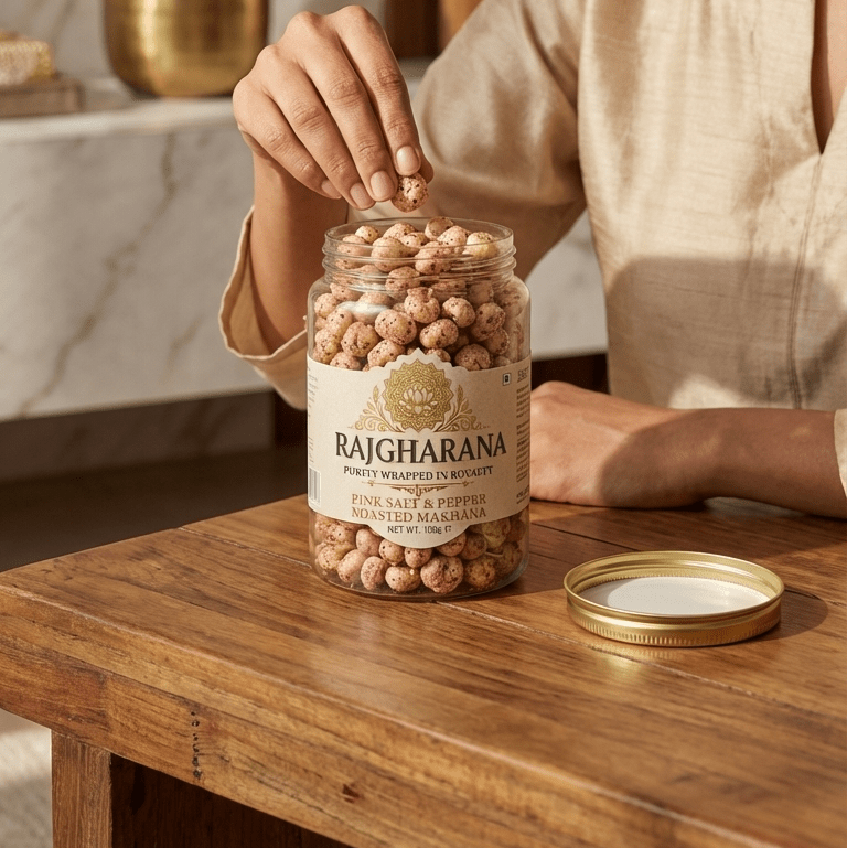 Pink Salt & Pepper Makhana – Healthy Roasted Fox Nuts | Rajgharana - premium dry fruits by Rajgharana - The Organic Mart