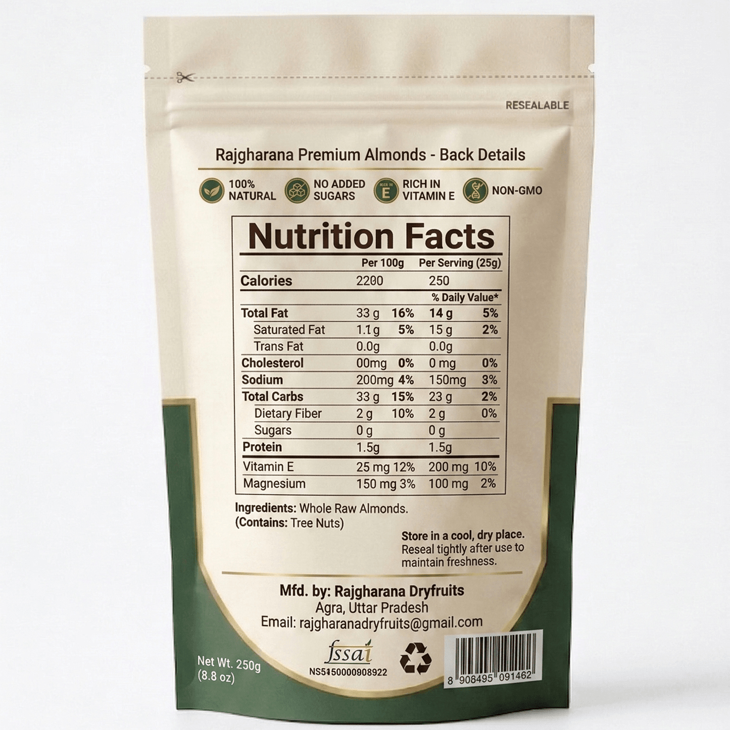 Premium California Almonds (Badam) - premium dry fruits by Rajgharana - The Organic Mart